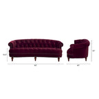 Canapé chesterfield capitonné en velours bordeaux / gris / lavande / bleu / rose / sarcelle / bleu marine / olive – 3 places