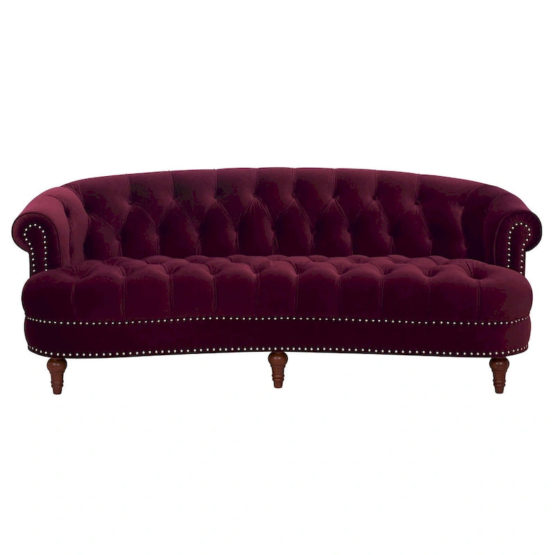 Canapé chesterfield capitonné en velours bordeaux / gris / lavande / bleu / rose / sarcelle / bleu marine / olive – 3 places