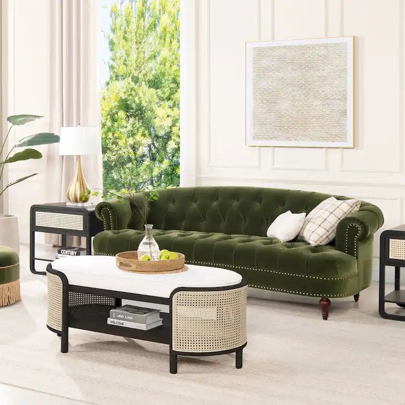 Canapé chesterfield capitonné en velours bordeaux / gris / lavande / bleu / rose / sarcelle / bleu marine / olive – 3 places