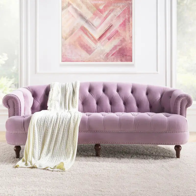 Canapé chesterfield capitonné en velours bordeaux / gris / lavande / bleu / rose / sarcelle / bleu marine / olive – 3 places