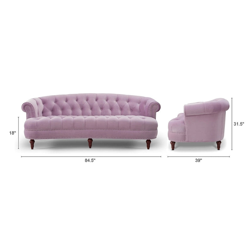 Canapé chesterfield capitonné en velours bordeaux / gris / lavande / bleu / rose / sarcelle / bleu marine / olive – 3 places