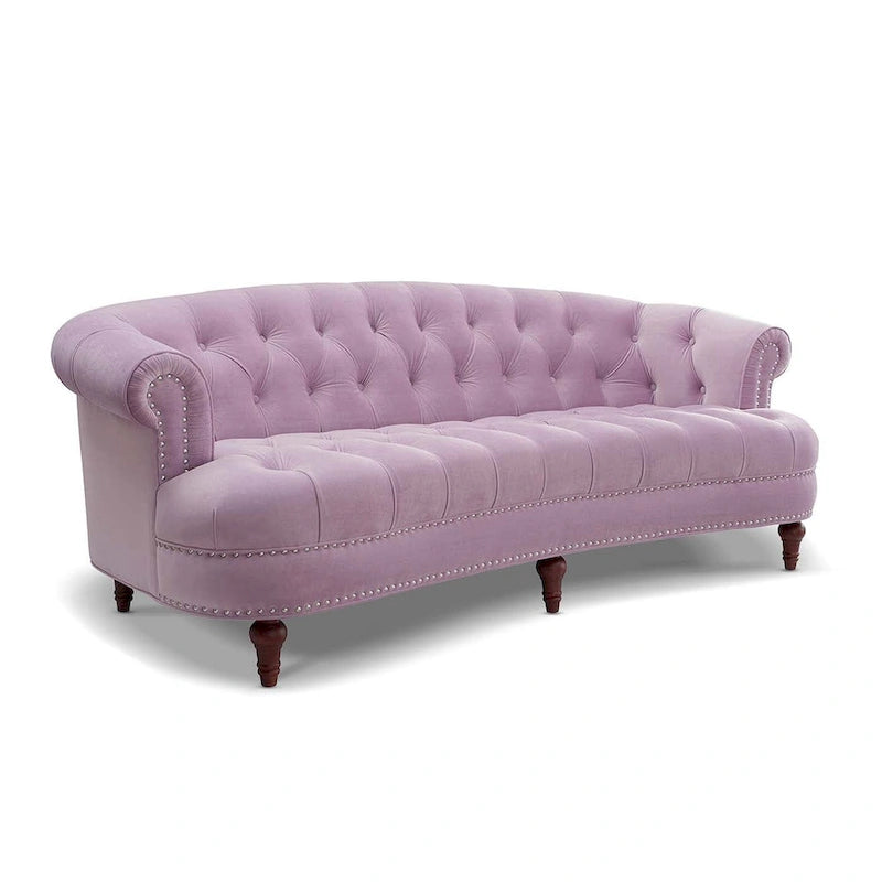 Canapé chesterfield capitonné en velours bordeaux / gris / lavande / bleu / rose / sarcelle / bleu marine / olive – 3 places