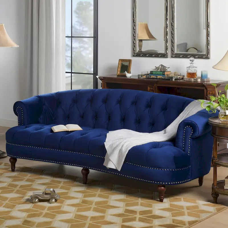 Canapé chesterfield capitonné en velours bordeaux / gris / lavande / bleu / rose / sarcelle / bleu marine / olive – 3 places