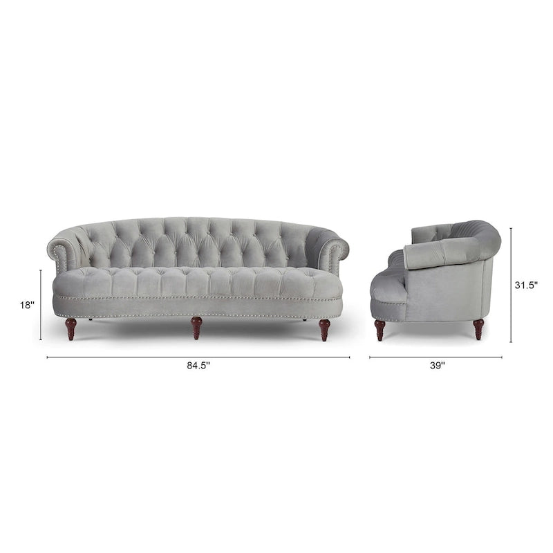Canapé chesterfield capitonné en velours bordeaux / gris / lavande / bleu / rose / sarcelle / bleu marine / olive – 3 places