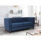 Canapé à accoudoirs carrés en velours écrasé ivoire/bleu de Prusse/noir/jaune/bleu foncé/gris/rose avec dossier capitonné – 73,3", 3 places