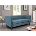 Canapé à accoudoirs carrés en velours écrasé ivoire/bleu de Prusse/noir/jaune/bleu foncé/gris/rose avec dossier capitonné – 73,3", 3 places