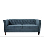 Canapé à accoudoirs carrés en velours écrasé ivoire/bleu de Prusse/noir/jaune/bleu foncé/gris/rose avec dossier capitonné – 73,3", 3 places