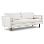 Canapé en velours vieilli vert / béton / blé / marine / cendré avec pieds en noyer et coussins en plumes et duvet – 225 cm, 3 places