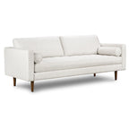 Canapé en velours vieilli vert / béton / blé / marine / cendré avec pieds en noyer et coussins en plumes et duvet – 225 cm, 3 places