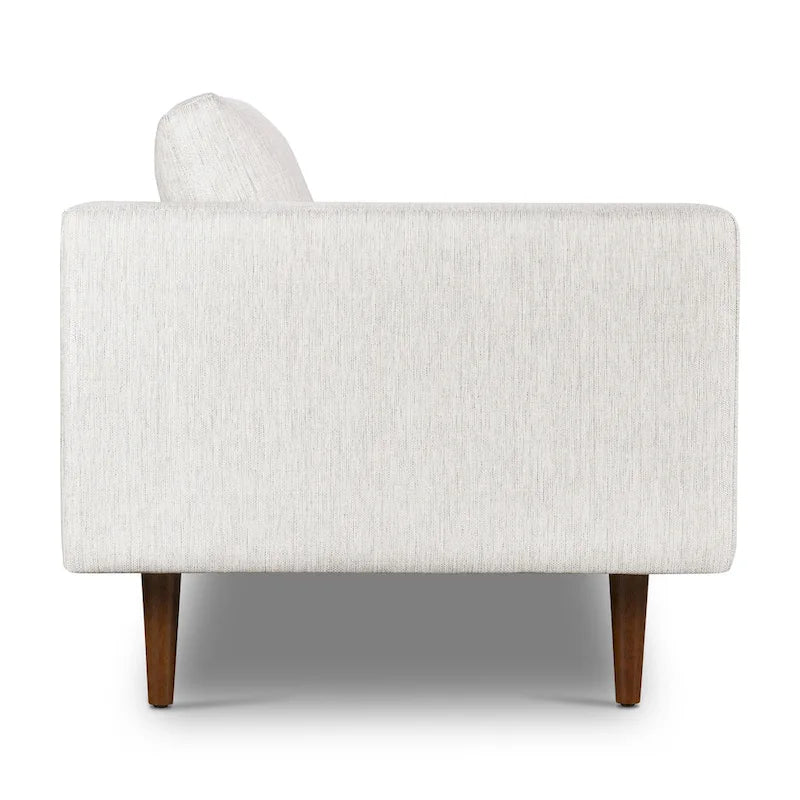 Canapé en velours vieilli vert / béton / blé / marine / cendré avec pieds en noyer et coussins en plumes et duvet – 225 cm, 3 places