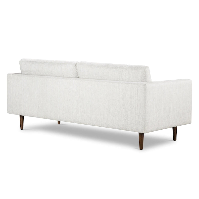 Canapé en velours vieilli vert / béton / blé / marine / cendré avec pieds en noyer et coussins en plumes et duvet – 225 cm, 3 places