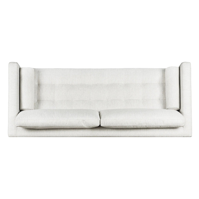 Canapé en velours vieilli vert / béton / blé / marine / cendré avec pieds en noyer et coussins en plumes et duvet – 225 cm, 3 places