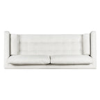 Canapé en velours vieilli vert / béton / blé / marine / cendré avec pieds en noyer et coussins en plumes et duvet – 225 cm, 3 places