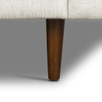 Canapé en velours vieilli vert / béton / blé / marine / cendré avec pieds en noyer et coussins en plumes et duvet – 225 cm, 3 places