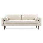 Canapé en velours vieilli vert / béton / blé / marine / cendré avec pieds en noyer et coussins en plumes et duvet – 225 cm, 3 places