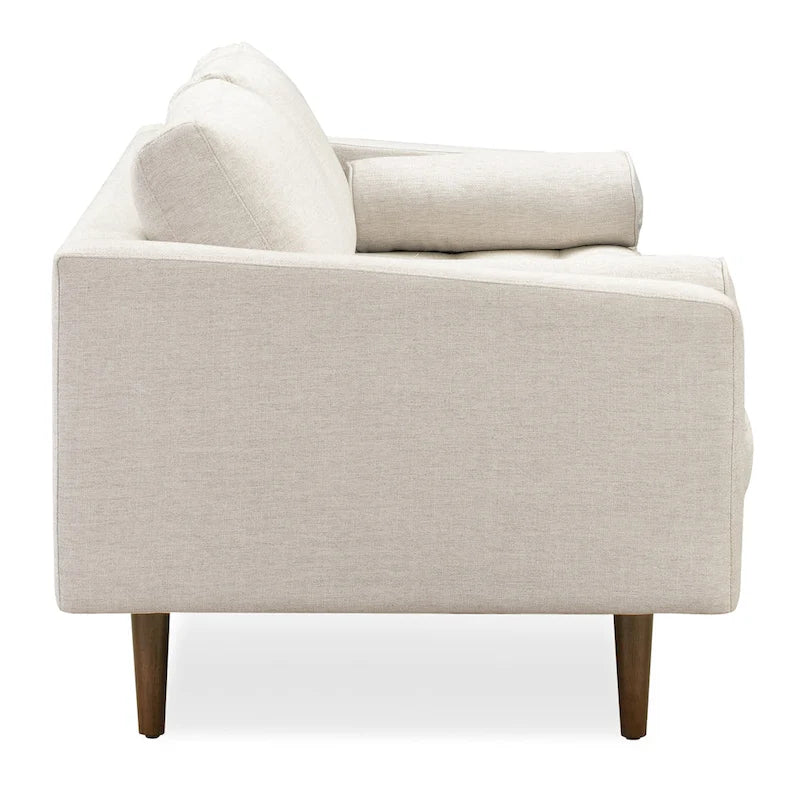 Canapé en velours vieilli vert / béton / blé / marine / cendré avec pieds en noyer et coussins en plumes et duvet – 225 cm, 3 places