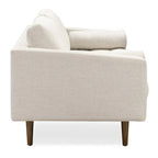 Canapé en velours vieilli vert / béton / blé / marine / cendré avec pieds en noyer et coussins en plumes et duvet – 225 cm, 3 places