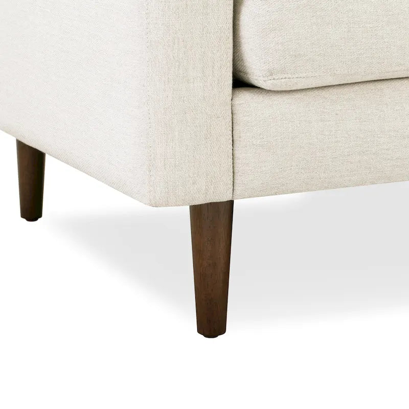 Canapé en velours vieilli vert / béton / blé / marine / cendré avec pieds en noyer et coussins en plumes et duvet – 225 cm, 3 places