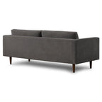 Canapé en velours vieilli vert / béton / blé / marine / cendré avec pieds en noyer et coussins en plumes et duvet – 225 cm, 3 places