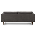 Canapé en velours vieilli vert / béton / blé / marine / cendré avec pieds en noyer et coussins en plumes et duvet – 225 cm, 3 places