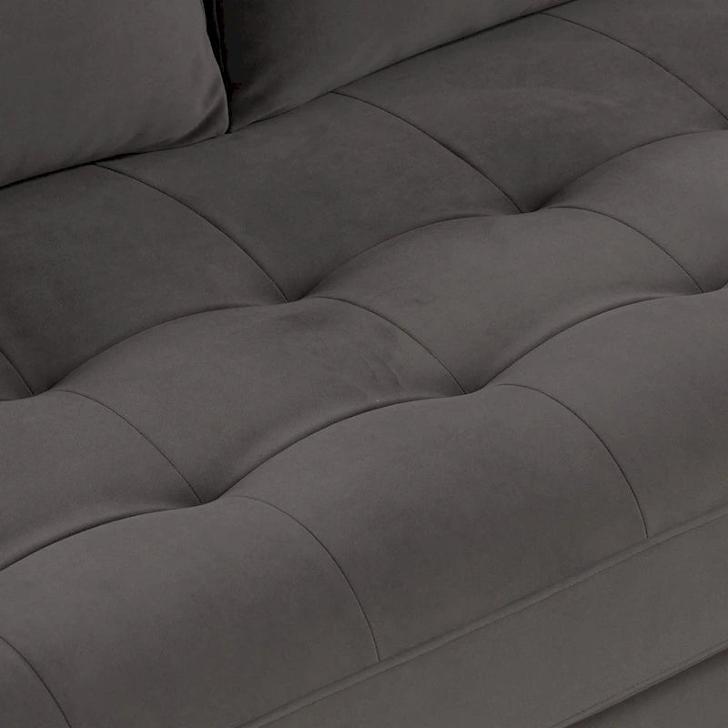 Canapé en velours vieilli vert / béton / blé / marine / cendré avec pieds en noyer et coussins en plumes et duvet – 225 cm, 3 places