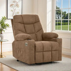 Fauteuil inclinable motorisé de massage et de levage en tissu et similicuir gris / marron / gris foncé / marron foncé avec chauffage et port USB – Simple