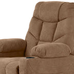 Fauteuil inclinable motorisé de massage et de levage en tissu et similicuir gris / marron / gris foncé / marron foncé avec chauffage et port USB – Simple