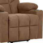 Fauteuil inclinable motorisé de massage et de levage en tissu et similicuir gris / marron / gris foncé / marron foncé avec chauffage et port USB – Simple