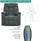 Fauteuil inclinable motorisé de massage et de levage en tissu et similicuir gris / marron / gris foncé / marron foncé avec chauffage et port USB – Simple