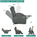 Fauteuil inclinable motorisé de massage et de levage en tissu et similicuir gris / marron / gris foncé / marron foncé avec chauffage et port USB – Simple