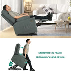Fauteuil inclinable motorisé de massage et de levage en tissu et similicuir gris / marron / gris foncé / marron foncé avec chauffage et port USB – Simple