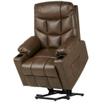 Fauteuil inclinable motorisé de massage et de levage en tissu et similicuir gris / marron / gris foncé / marron foncé avec chauffage et port USB – Simple