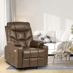 Fauteuil inclinable motorisé de massage et de levage en tissu et similicuir gris / marron / gris foncé / marron foncé avec chauffage et port USB – Simple