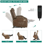 Fauteuil inclinable motorisé de massage et de levage en tissu et similicuir gris / marron / gris foncé / marron foncé avec chauffage et port USB – Simple