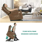 Fauteuil inclinable motorisé de massage et de levage en tissu et similicuir gris / marron / gris foncé / marron foncé avec chauffage et port USB – Simple