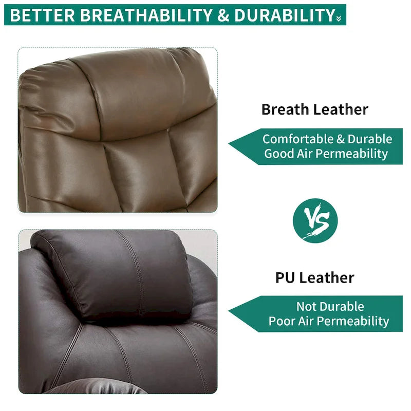 Fauteuil inclinable motorisé de massage et de levage en tissu et similicuir gris / marron / gris foncé / marron foncé avec chauffage et port USB – Simple