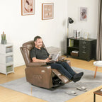 Fauteuil inclinable motorisé de massage et de levage en tissu et similicuir gris / marron / gris foncé / marron foncé avec chauffage et port USB – Simple