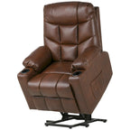 Fauteuil inclinable motorisé de massage et de levage en tissu et similicuir gris / marron / gris foncé / marron foncé avec chauffage et port USB – Simple