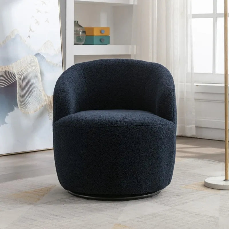 Fauteuil pivotant 360° en tissu bouclette (ours en peluche) coloris caramel / ivoire / bleu / rouge / gris / vert / rose / jaune / marron – Simple