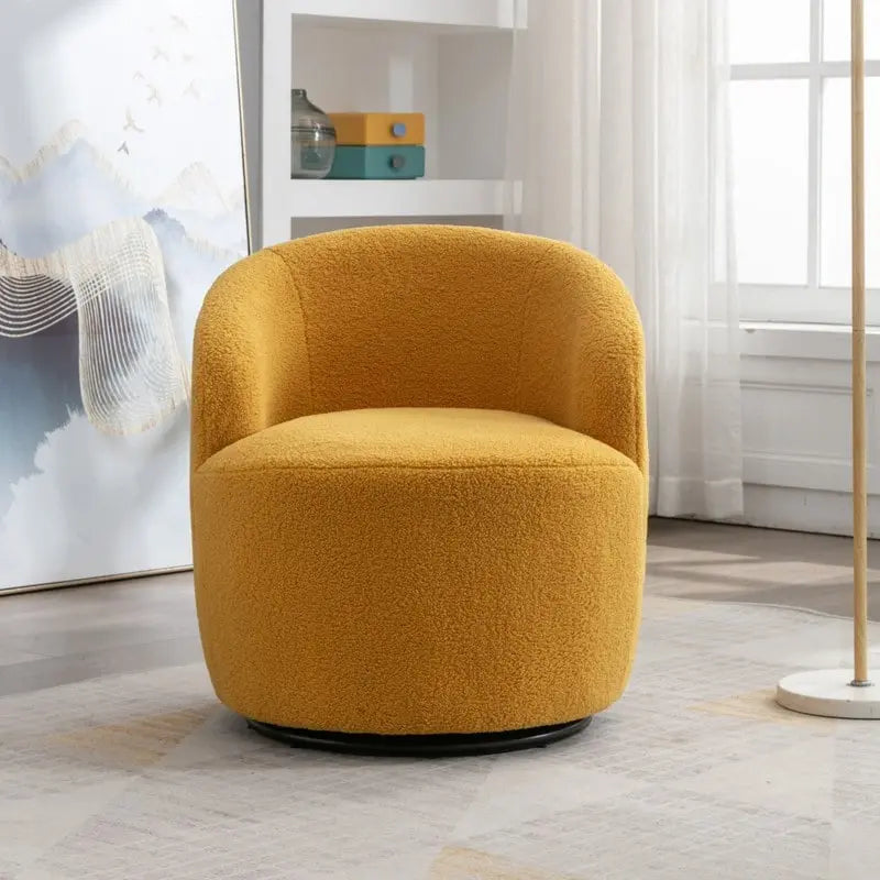Fauteuil pivotant 360° en tissu bouclette (ours en peluche) coloris caramel / ivoire / bleu / rouge / gris / vert / rose / jaune / marron – Simple