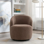 Fauteuil pivotant 360° en tissu bouclette (ours en peluche) coloris caramel / ivoire / bleu / rouge / gris / vert / rose / jaune / marron – Simple