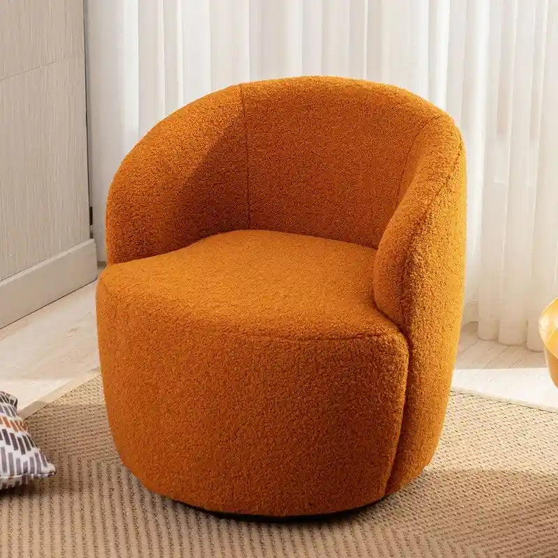 Fauteuil pivotant 360° en tissu bouclette (ours en peluche) coloris caramel / ivoire / bleu / rouge / gris / vert / rose / jaune / marron – Simple