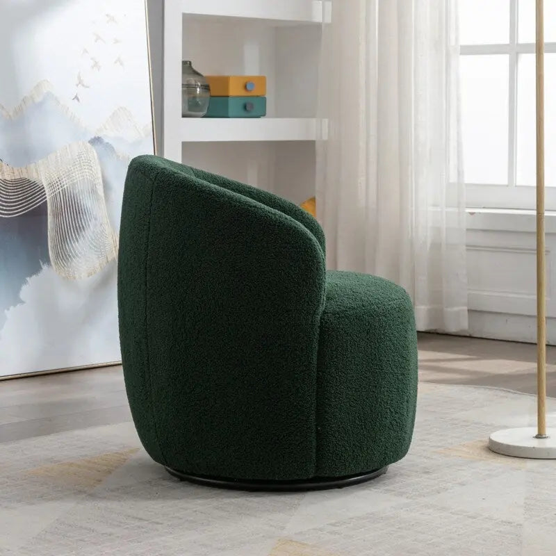 Fauteuil pivotant 360° en tissu bouclette (ours en peluche) coloris caramel / ivoire / bleu / rouge / gris / vert / rose / jaune / marron – Simple