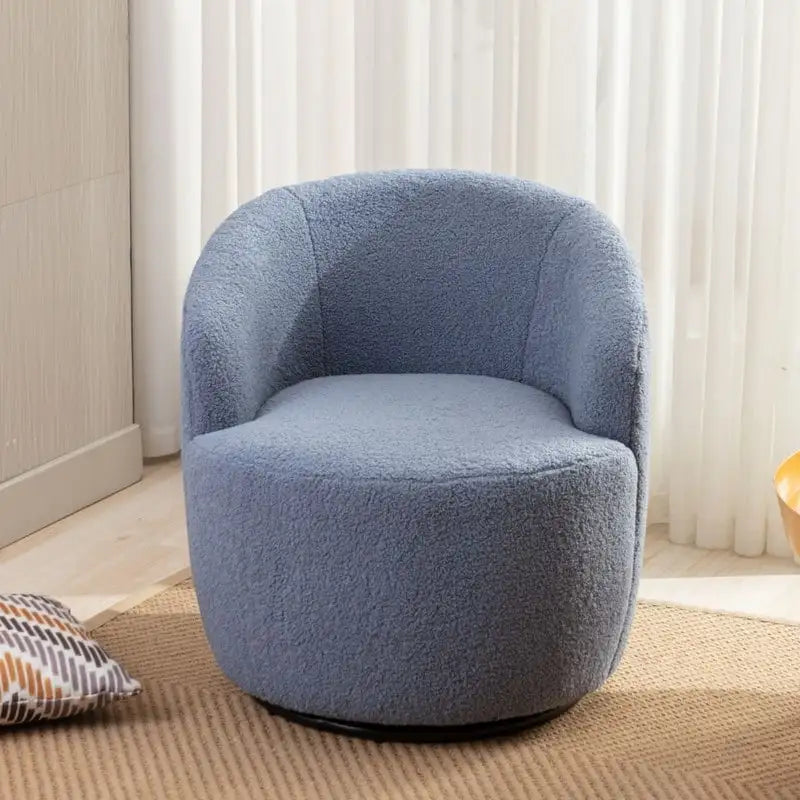 Fauteuil pivotant 360° en tissu bouclette (ours en peluche) coloris caramel / ivoire / bleu / rouge / gris / vert / rose / jaune / marron – Simple