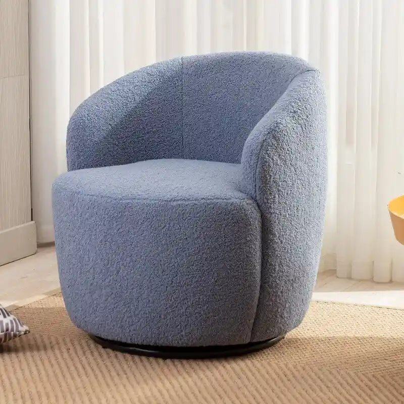 Fauteuil pivotant 360° en tissu bouclette (ours en peluche) coloris caramel / ivoire / bleu / rouge / gris / vert / rose / jaune / marron – Simple