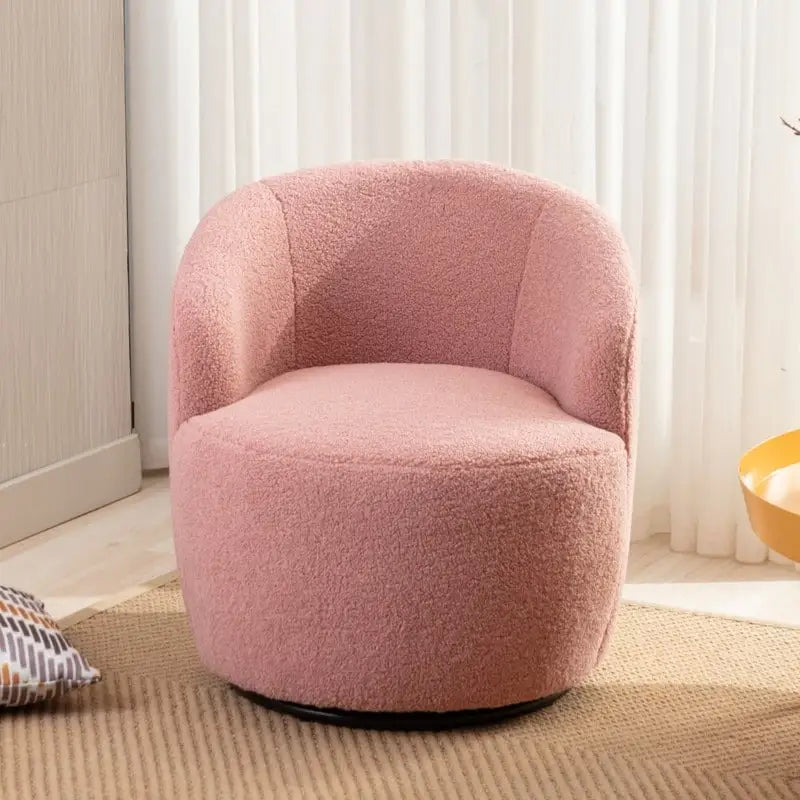 Fauteuil pivotant 360° en tissu bouclette (ours en peluche) coloris caramel / ivoire / bleu / rouge / gris / vert / rose / jaune / marron – Simple