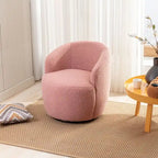 Fauteuil pivotant 360° en tissu bouclette (ours en peluche) coloris caramel / ivoire / bleu / rouge / gris / vert / rose / jaune / marron – Simple