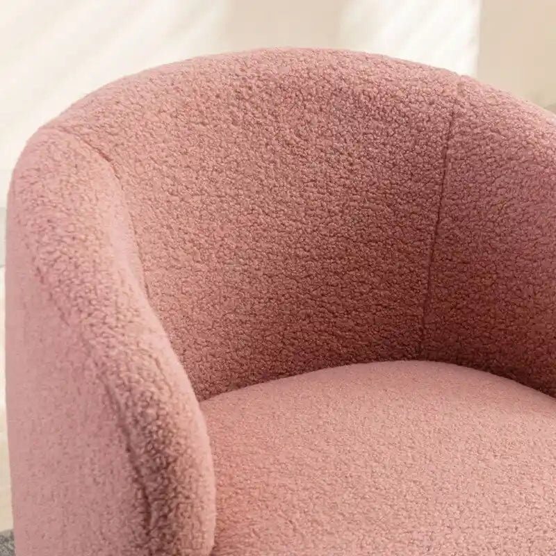 Fauteuil pivotant 360° en tissu bouclette (ours en peluche) coloris caramel / ivoire / bleu / rouge / gris / vert / rose / jaune / marron – Simple