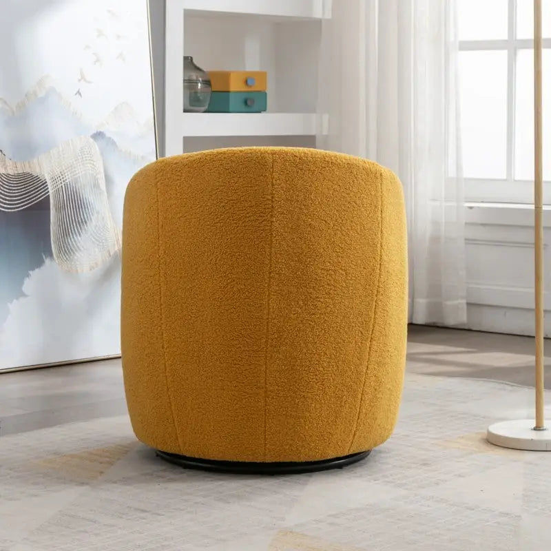 Fauteuil pivotant 360° en tissu bouclette (ours en peluche) coloris caramel / ivoire / bleu / rouge / gris / vert / rose / jaune / marron – Simple