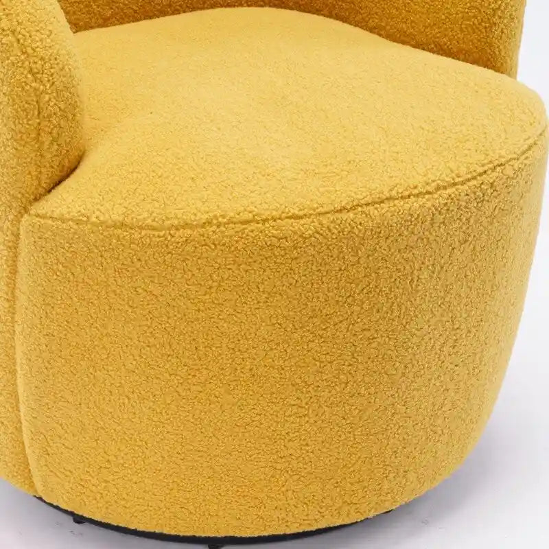 Fauteuil pivotant 360° en tissu bouclette (ours en peluche) coloris caramel / ivoire / bleu / rouge / gris / vert / rose / jaune / marron – Simple